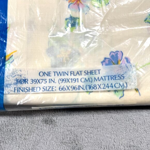 Dan River Twin Flat Sheet Floral No Iron 66x96 Vintage Cotton Blend Bedding - Picture 4 of 6